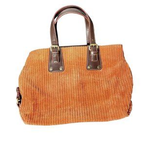 Tommy Hilfiger Orange and Brown Corduroy Purse Handbag Y2K Retro Fall Preppy